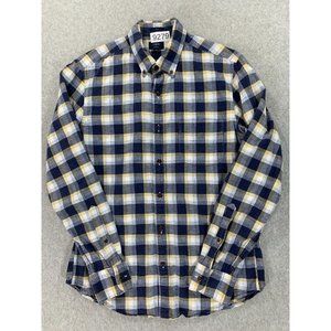 J Crew HomeSpun 100% Cotton Slim‎ Fit Button Down Shirt (Men's Medium) Blue